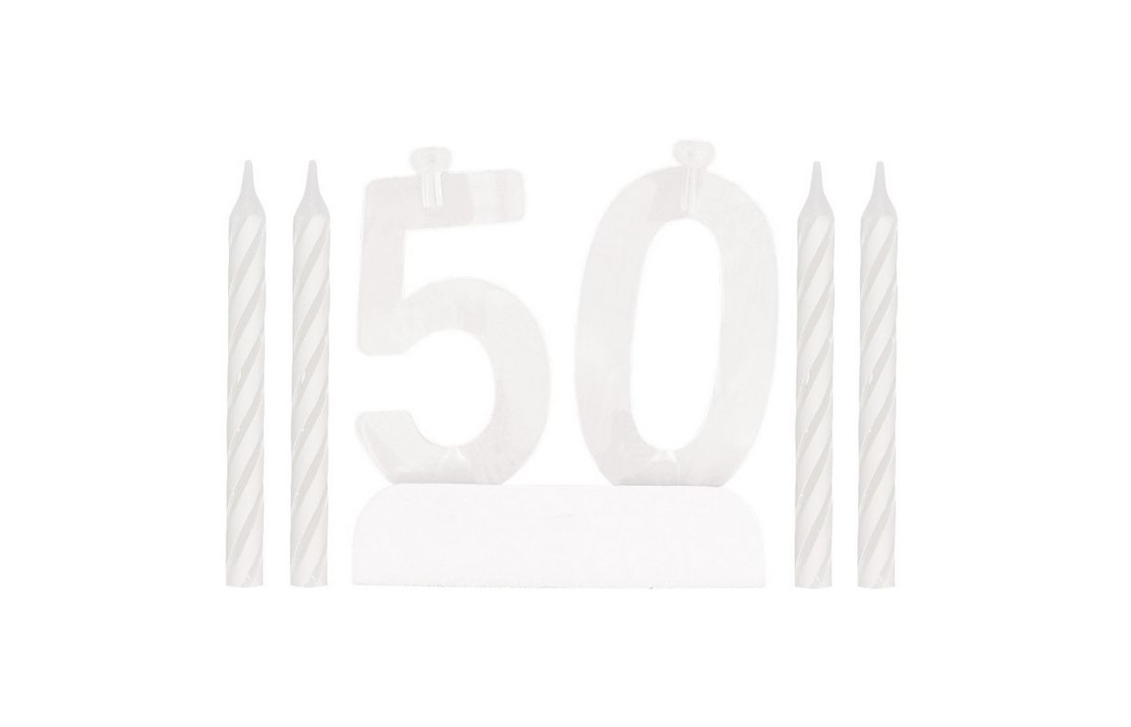 Number 50 Flashing Holder with Birthday Candles