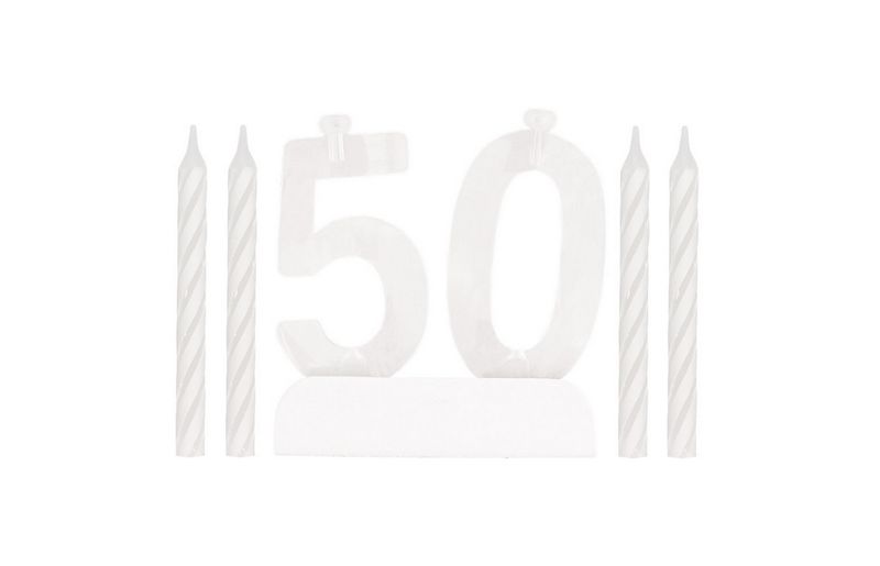 Number 50 Flashing Holder with Birthday Candles