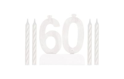 Number 60 Flashing Holder with Birthday Candles