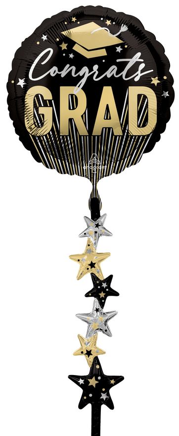 Airwalker Tail Stripes on Stripes Grad Stars Balloon