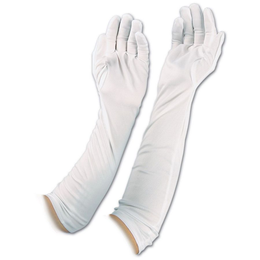 White Elbow-Length Evening Gloves – One Size Fits Most