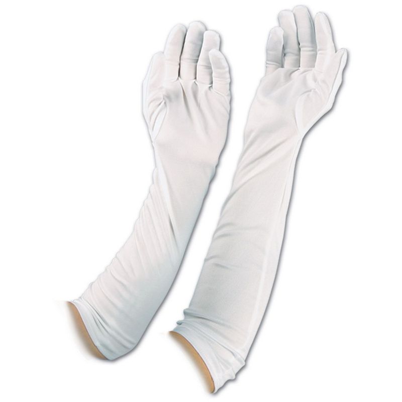 White Elbow-Length Evening Gloves – One Size Fits Most