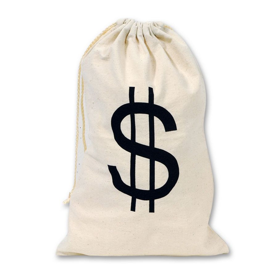 Big &quot;$&quot; Print Fabric Drawstring Bag (17&quot; x 11&quot;)