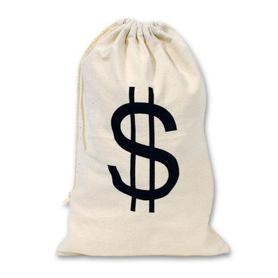 Big &quot;$&quot; Print Fabric Drawstring Bag (17&quot; x 11&quot;)