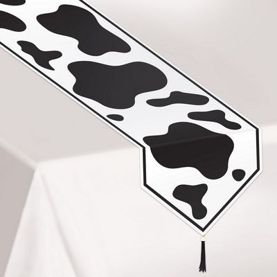 Printed Cow Print Plastic Table Runner – 11&quot; x 6&#39;: