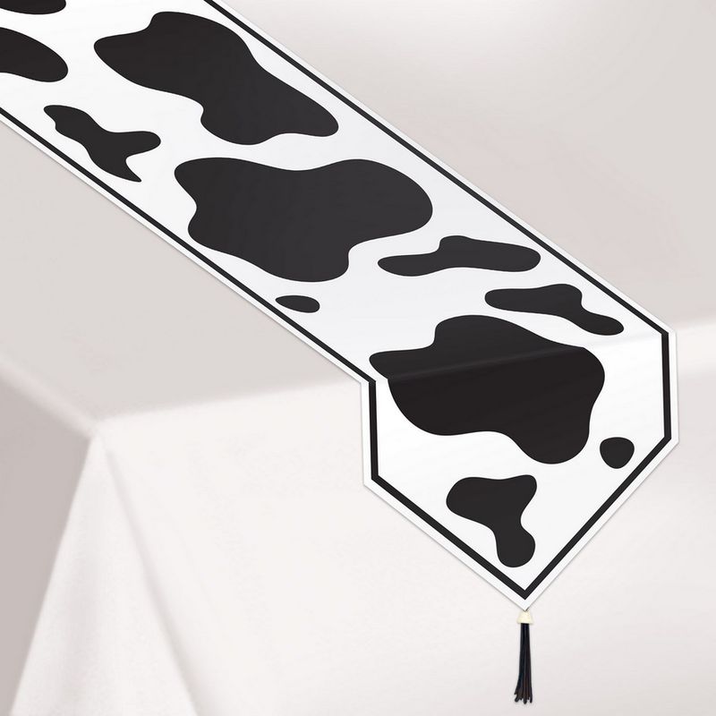 Printed Cow Print Plastic Table Runner – 11&quot; x 6&#39;:
