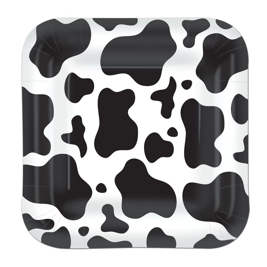 Cow Print Square Paper Plates 7&quot; - 8ct