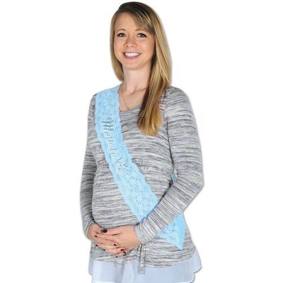 "Mom To Be" Lace Sash – Baby Blue
