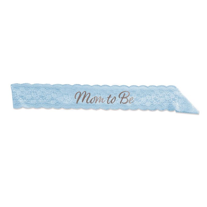&quot;Mom To Be&quot; Lace Sash – Baby Blue