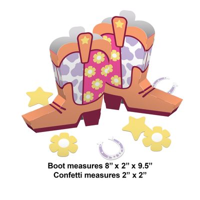 Boots &amp; Bows 3D Centerpiece Set – 2ct with Confetti