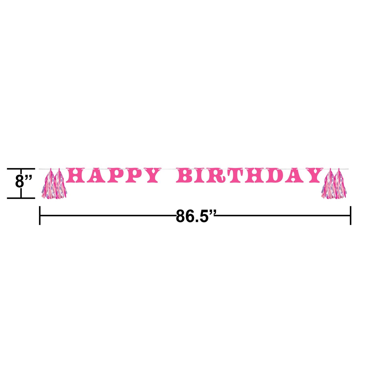 Boots &amp; Bows Pink "Happy Birthday" Letter Banner with Tassels