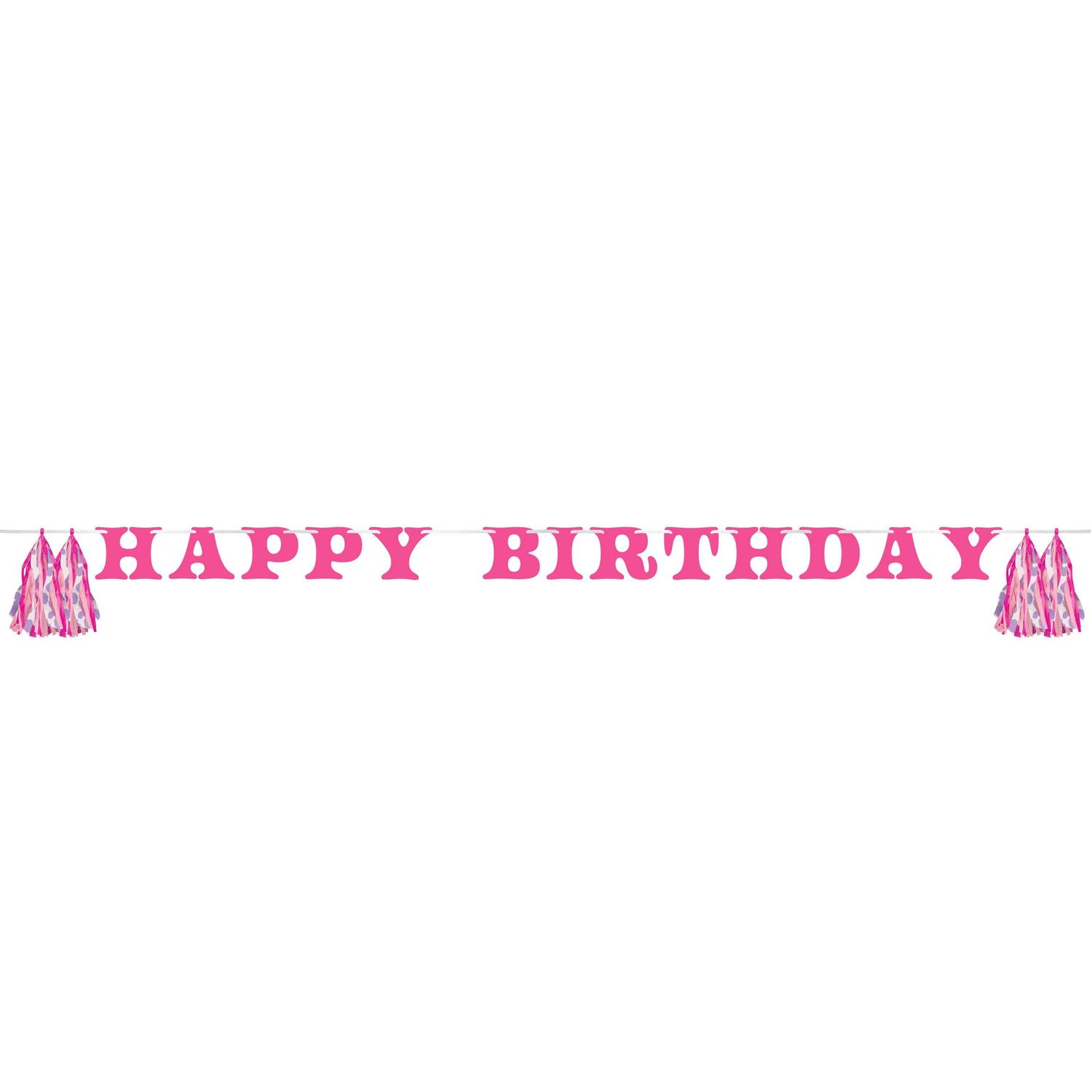 Boots &amp; Bows Pink &quot;Happy Birthday&quot; Letter Banner with Tassels