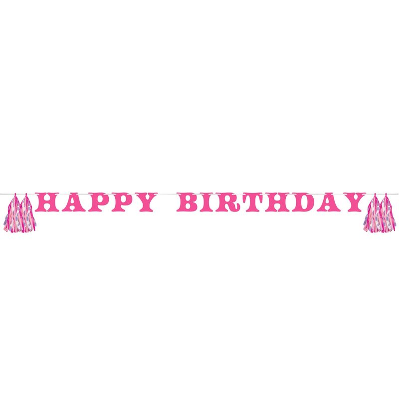 Boots &amp; Bows Pink &quot;Happy Birthday&quot; Letter Banner with Tassels