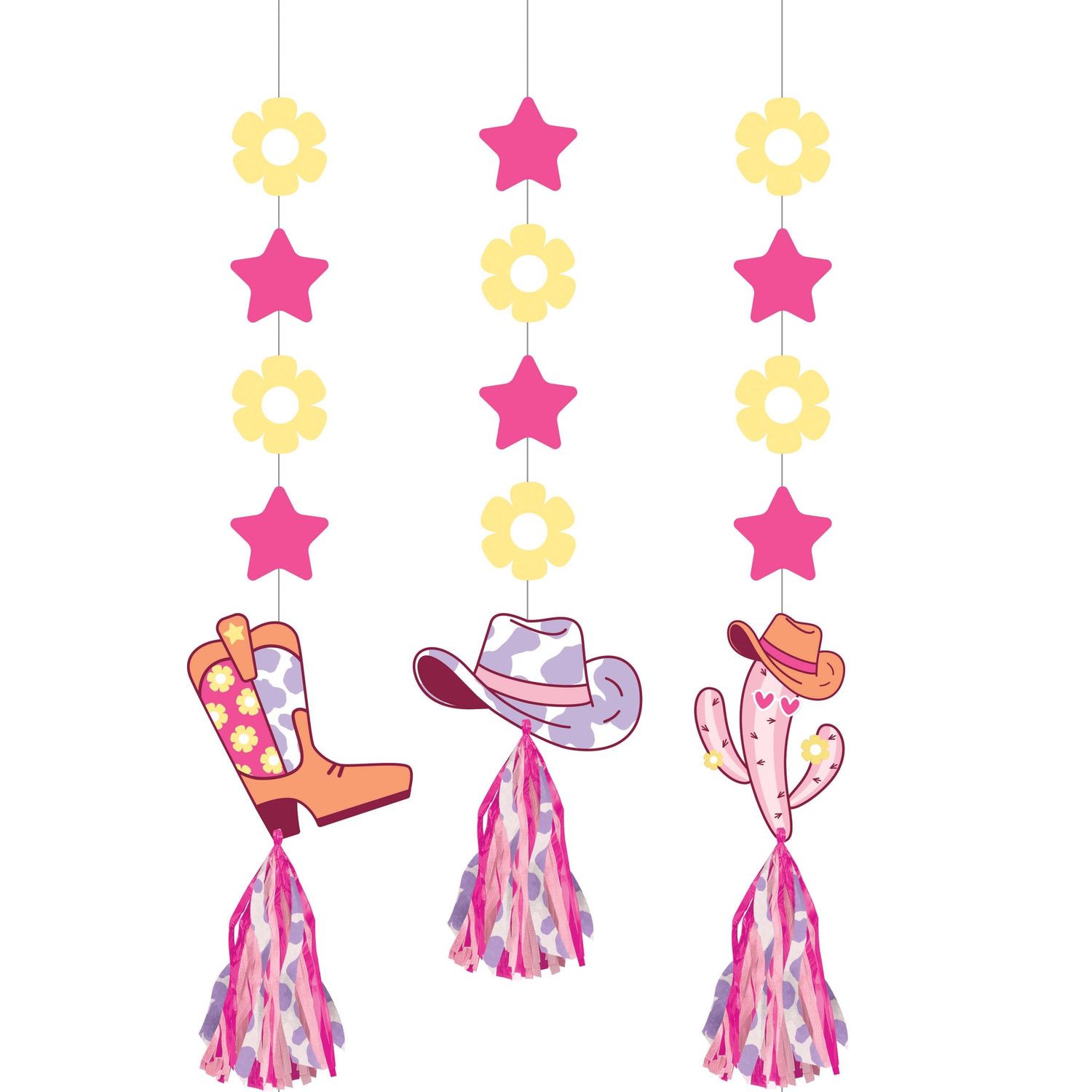 Boots &amp; Bows Hanging Cutouts with Tassels 3pcs