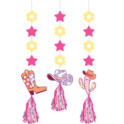 Boots &amp; Bows Hanging Cutouts with Tassels 3pcs