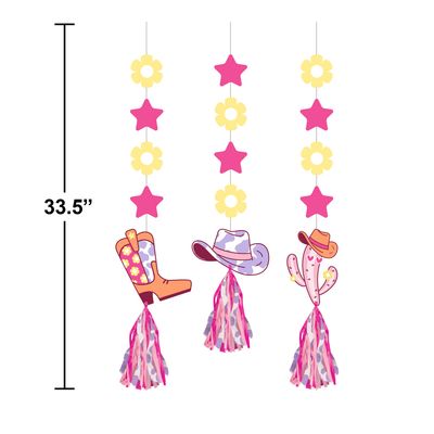 Boots &amp; Bows Hanging Cutouts with Tassels 3pcs