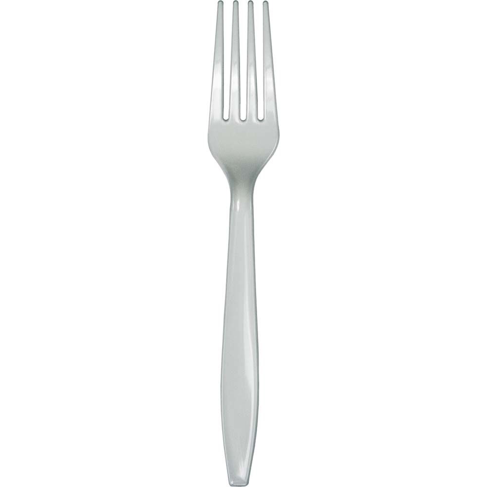 Silver Premium Heavyweight Plastic Forks – 50ct | Durable Party Cutlery