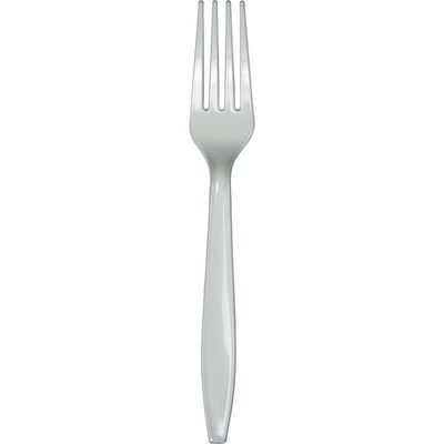 Silver Premium Heavyweight Plastic Forks – 50ct | Durable Party Cutlery