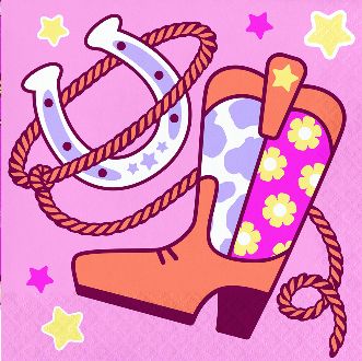 Boots &amp; Bows Lunch Napkins – 16ct | Western-Themed Party Napkins