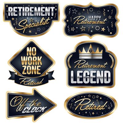 Happy Retirement Cutouts – 6 Count (Double-Sided)
