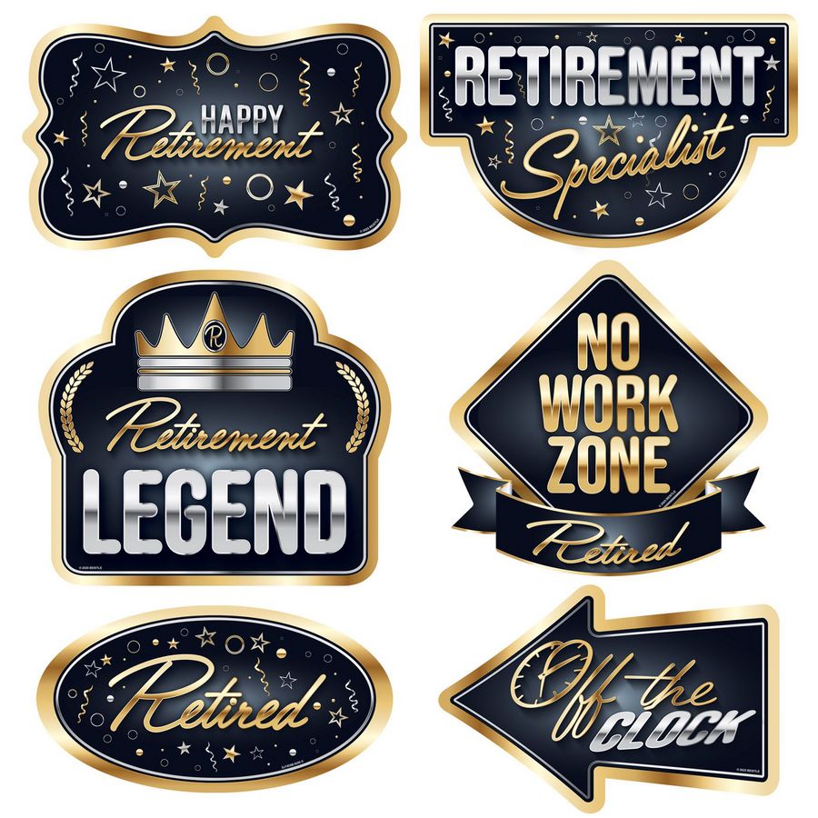 Happy Retirement Cutouts – 6 Count (Double-Sided)