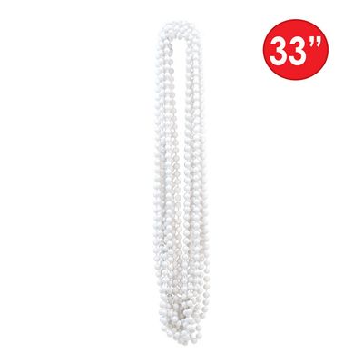 Party Beads - Small Round white  7mm x 33"