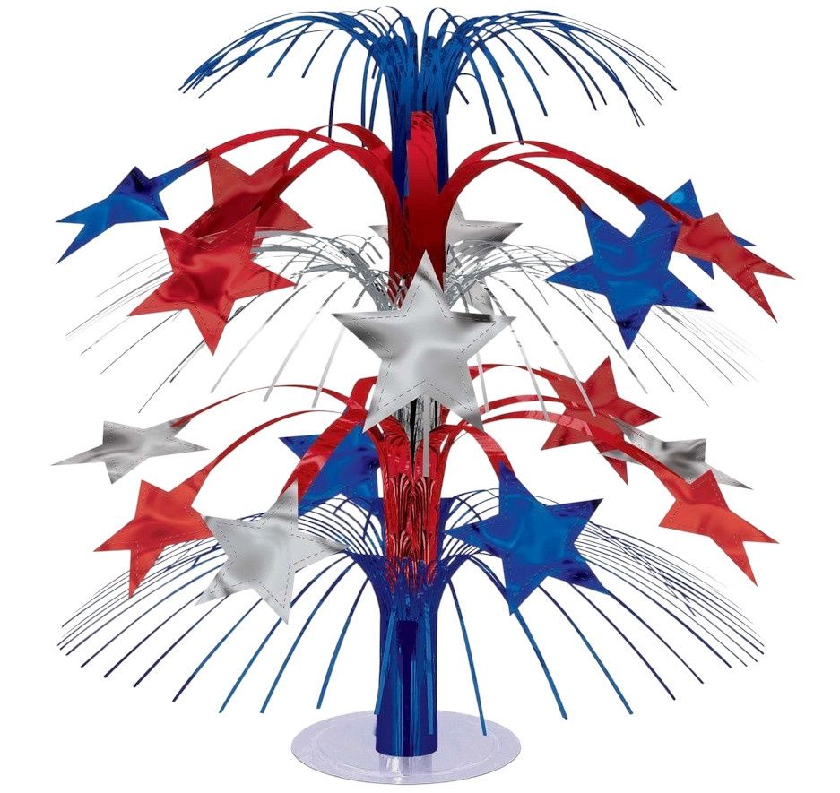 Red White and Blue Stars  Cascade Centerpiece Foil Patriotic Tableware Decoration 14&quot;