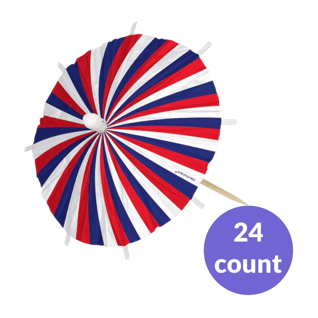 Red, White, and Blue Premium Umbrella Picks – 24 Count