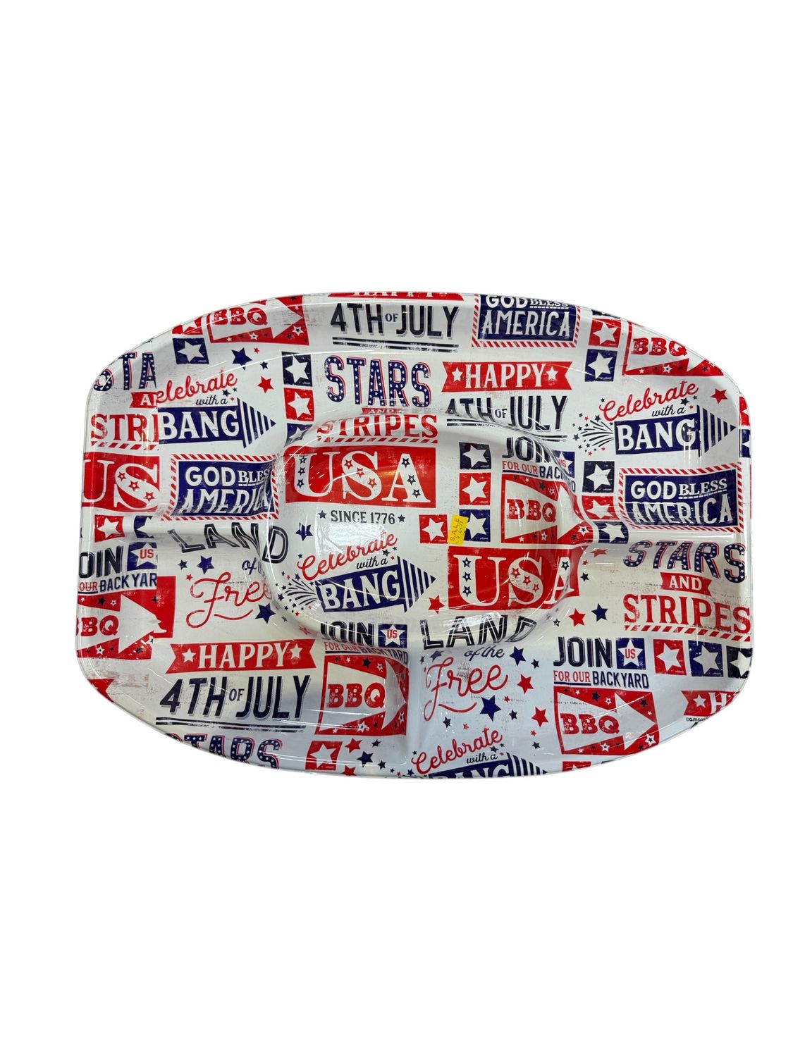 Stars &amp; Stripes 4th of July Plastic Platter – 13.5&quot; x 18.5&quot;