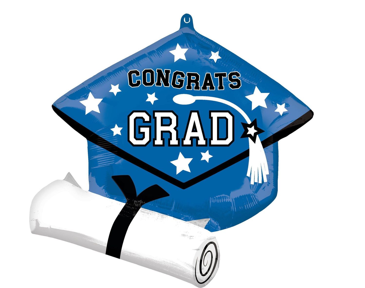 &quot;Congrats Grad&quot; Graduation Cap Satin Foil Balloon, Blue, 24-in