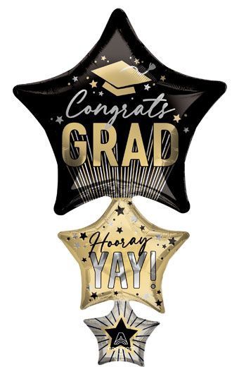 Large Stripes on Stripes Congrats Grad “YAY” Balloon – 42″