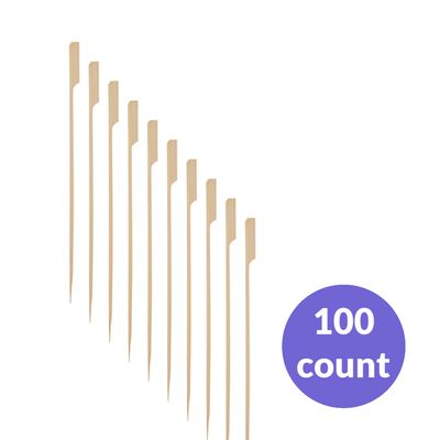 Compostable 9 7/8&quot; Bamboo Paddle Food Pick / Skewer - 100/Bag