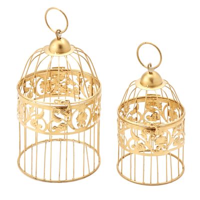 Metal Bird Cage 2pc set - Gold