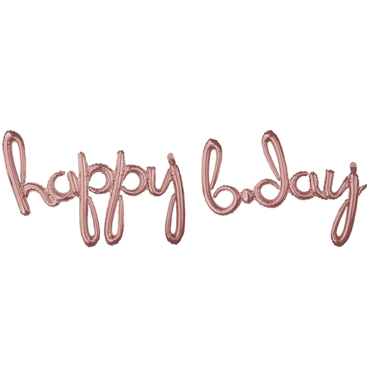 Cursive Script &quot;HAPPY BDAY&quot; Rose Gold Balloon Phrase – Air-Fill Only