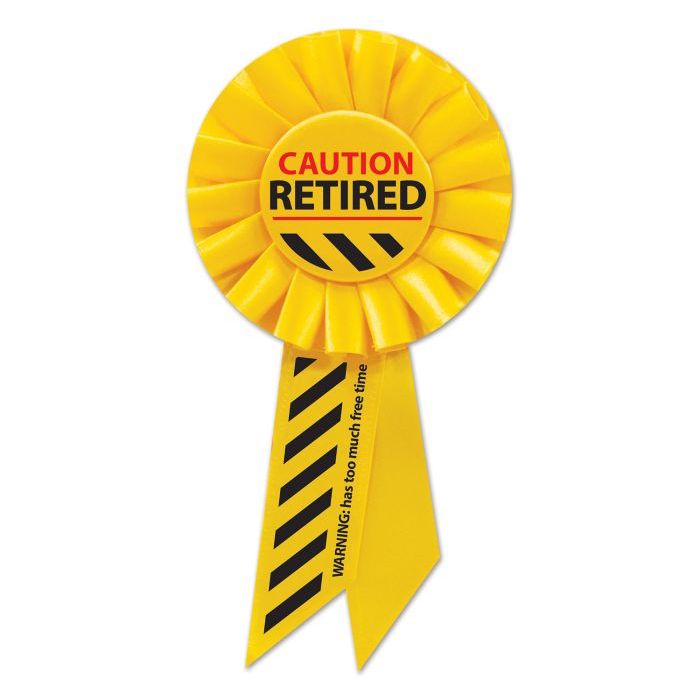 Caution Retired Rosette – 3¼&quot; x 6½&quot;