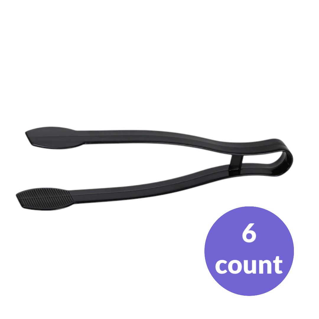 9&quot; Black Tongs – Durable, Non-Slip Grip for Cooking, Grilling, and Serving 6ct