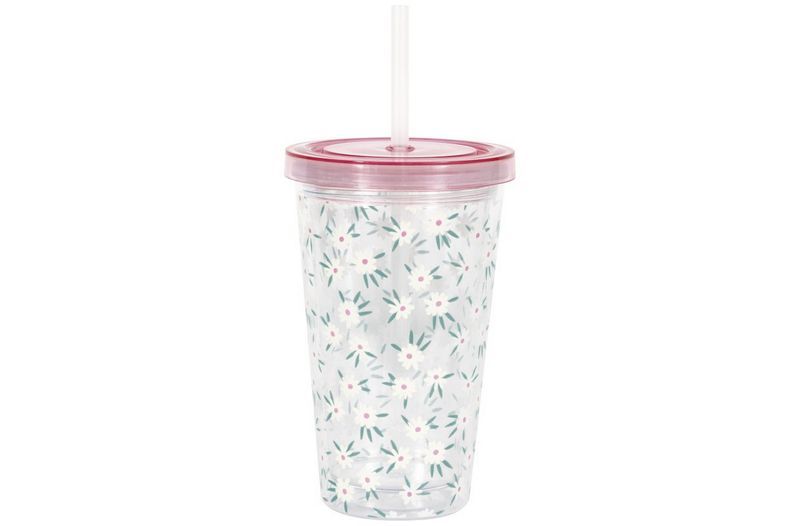Spring Florals 16oz Plastic Tumbler with Straw