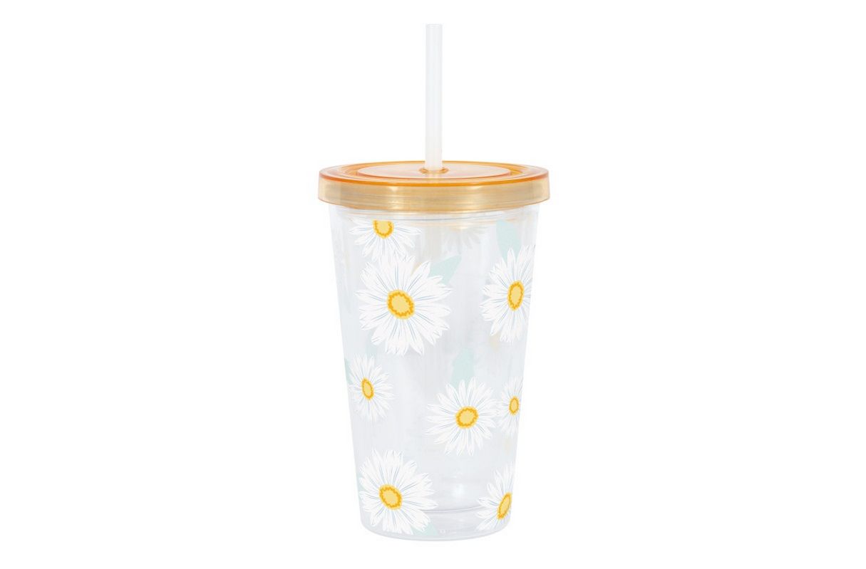 Fresh Daisy 16oz Plastic Tumbler with Straw – 8.75&quot;