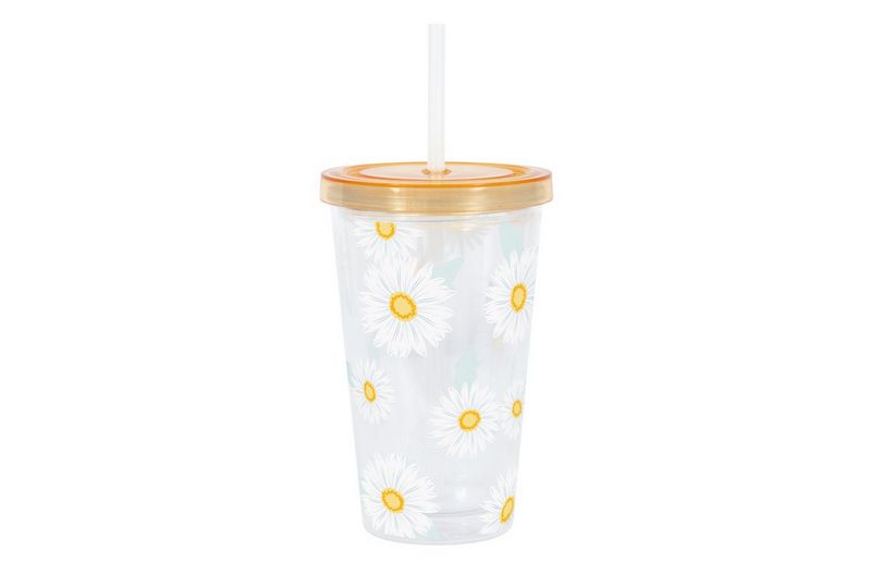 Fresh Daisy 16oz Plastic Tumbler with Straw – 8.75&quot;