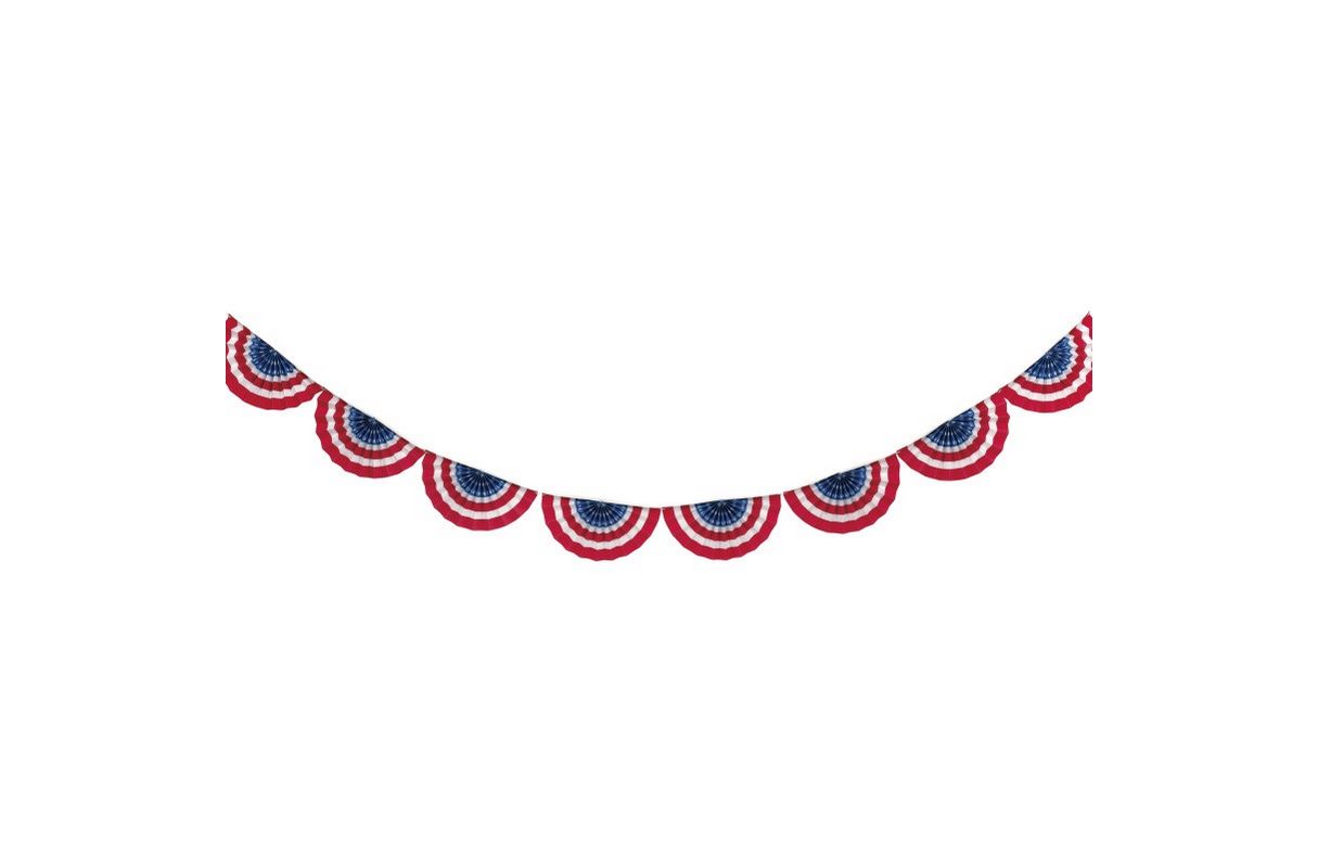 Patriotic Scalloped Paper Fan Garland  8 ft