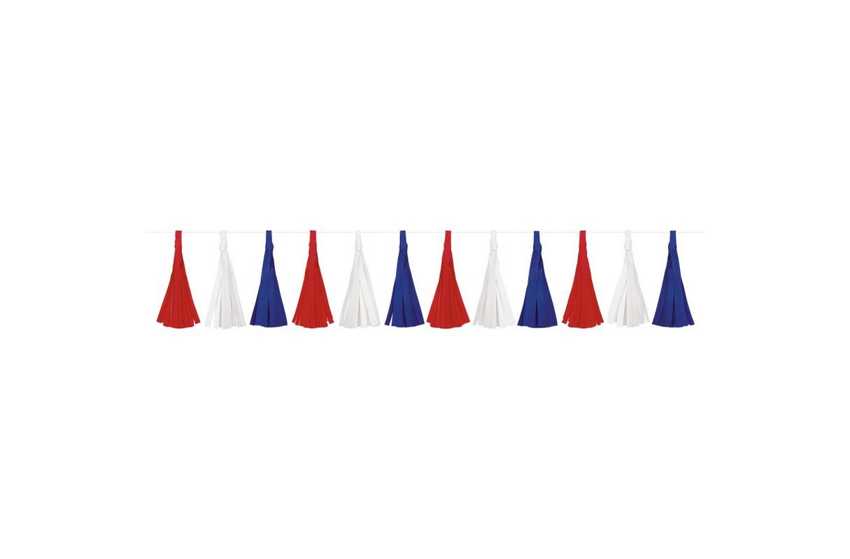 Patriotic Paper Tassel Garland  7 ft