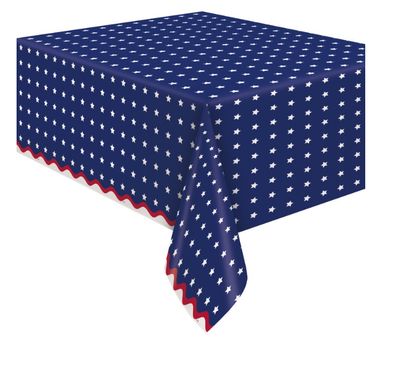 Peppy Patriotic Scalloped Rectangular Paper Table Cover  54&quot; x 84&quot;