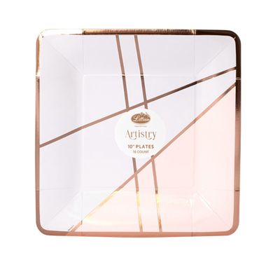 Square Paper Plates – Blush Geo (18ct)