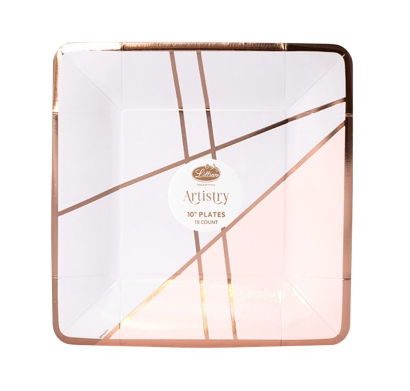 Square Paper Plates – Blush Geo (18ct)