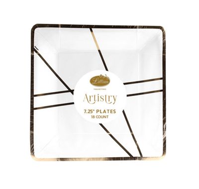 Square Paper Plates – White Geo (18ct)