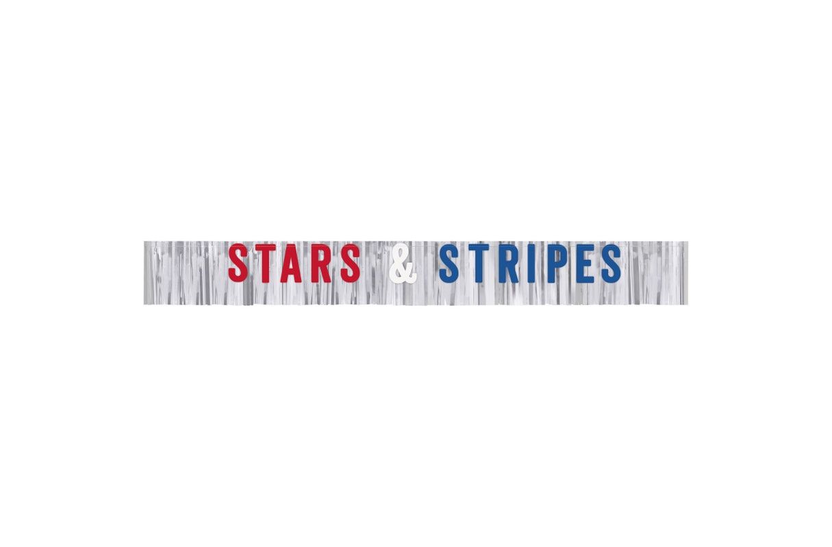 Silver Foil Fringe &quot;Stars &amp; Stripes&quot; Letter Garland  6 ft