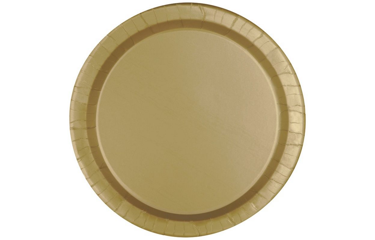 Gold Solid Round 9&quot; Dinner Paper Plates – 50 Count