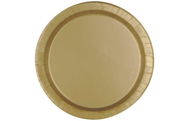 Gold Solid Round 9&quot; Dinner Paper Plates – 50 Count