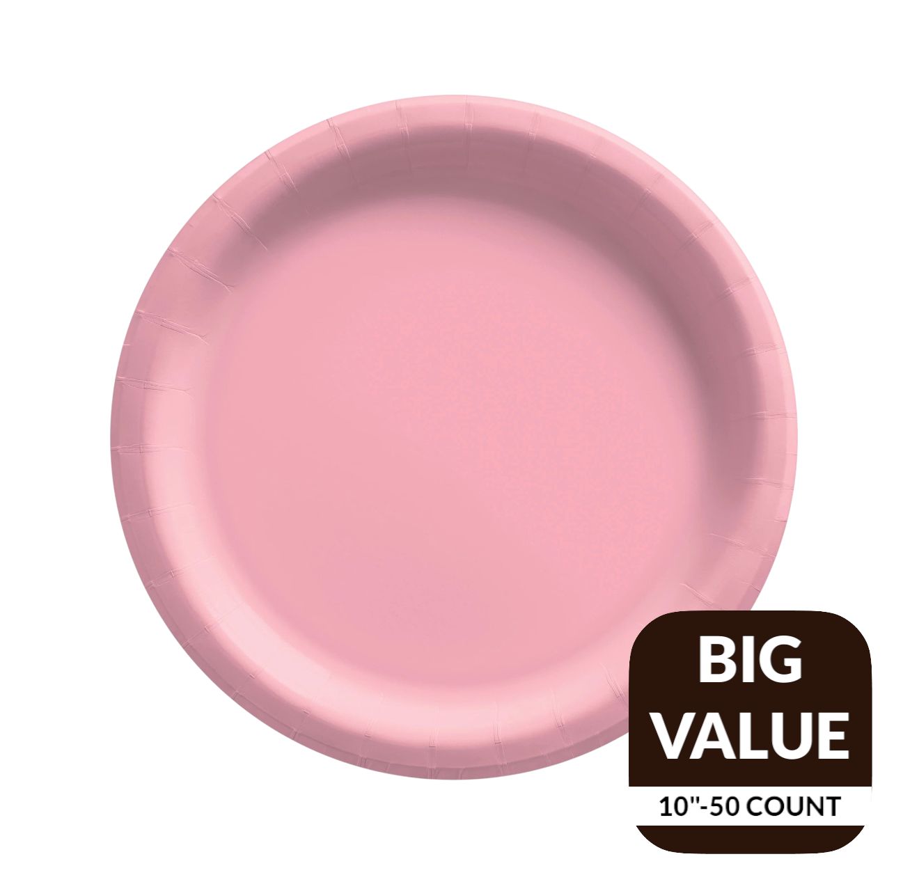 Pink Solid Round 10&quot; Dinner Paper Plates – 50 Count
