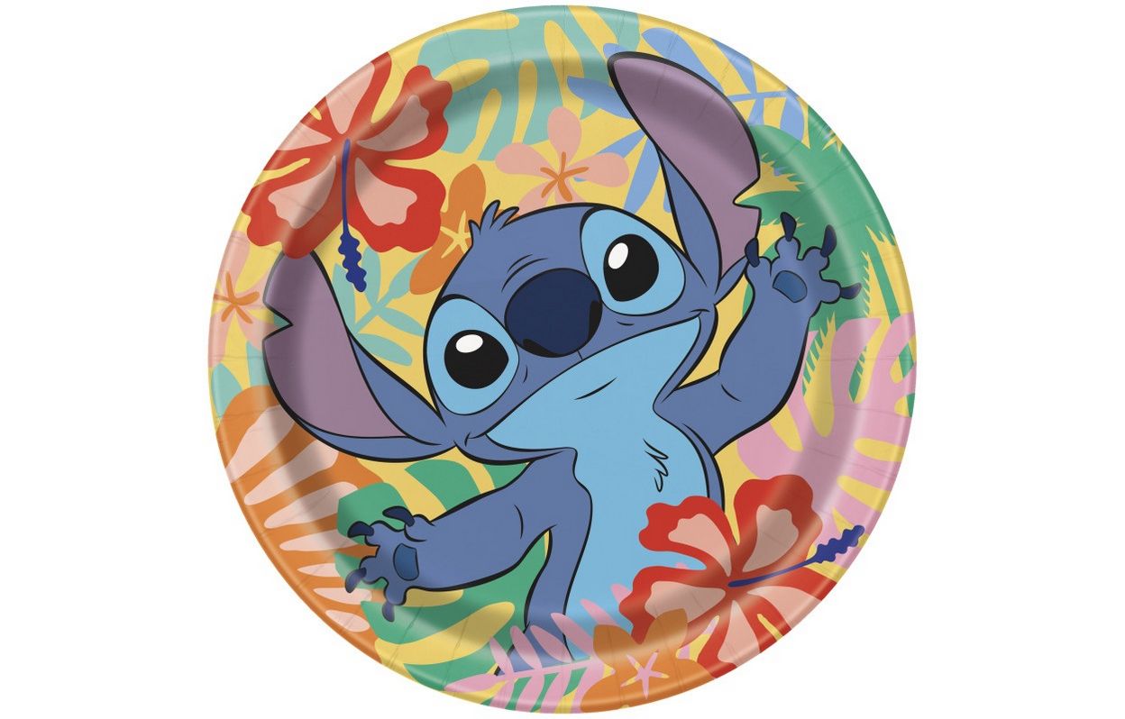 Disney Stitch Round 9&quot; Dinner Paper Plates – 8ct